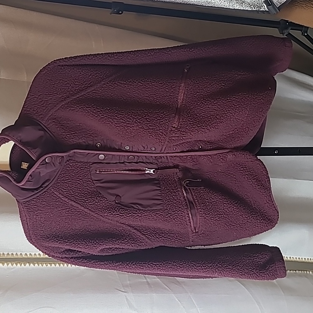 Free People Movement x Hatch Hit The Slopes Fleece Sweatshirt Jacket Deep Maroon - Picture 3 of 8